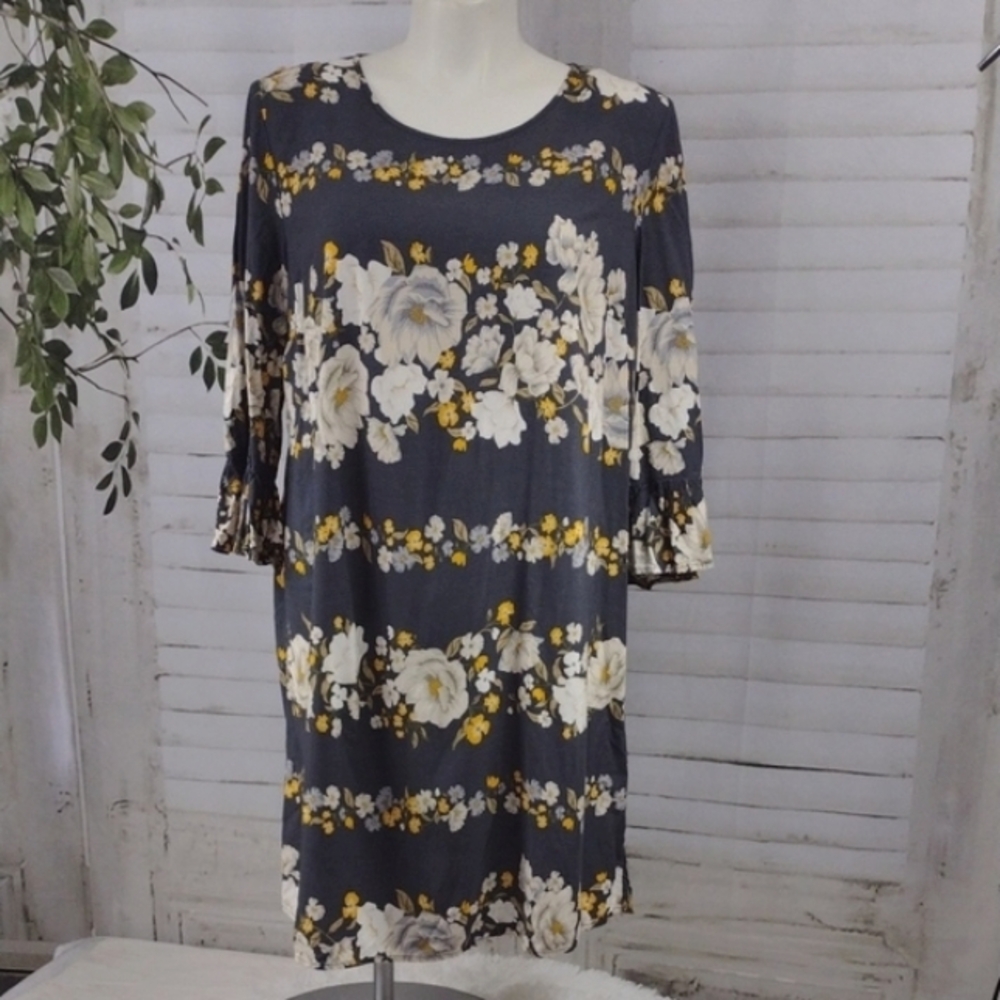 Old Navy Gray Floral Print Tunic Dress Size XXL